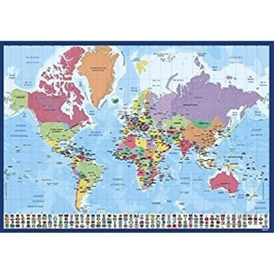 Afbeelding van Grupo Erik bureauonderlegger wereldkaart, Portugees, voor kinderen, 34 x 49 cm