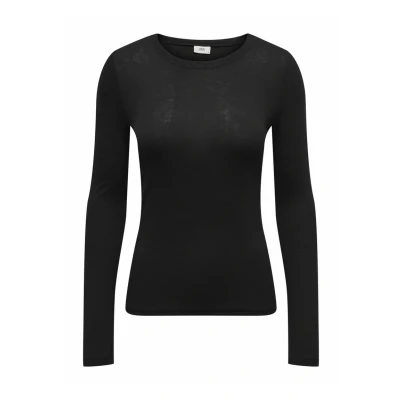Afbeelding van Jacqueline de Yong T shirt Jdysuma Woolblend L/s Oneck Top Jrs 15311144 Black Dames Maat XS