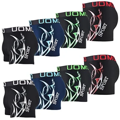 Afbeelding van L&amp;K 1102 Set van 10 retro boxershorts voor heren met leuk patroon, katoen, Stijl 1105 8 stuks
