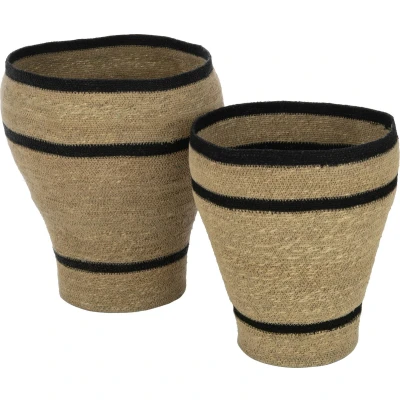 Afbeelding van J Line Set Van 2 Manden Rond Gestreept Marie Zeegras Naturel