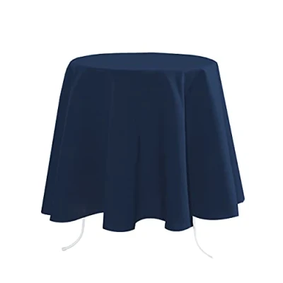 Afbeelding van Lovely Casa Tafelkleed afmetingen Ø 180 100% polyester kleur petrole model Nelson rond tafellinnen wasbaar op 30 C buitengewone kwaliteit