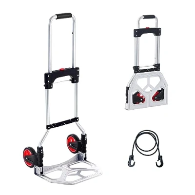 Image de VEVOR Diable Pliant Charge 80 kg de Déménagement Manutention en Aluminium Convertible Résistant avec Roues Caoutchouc Poignée Télescopique pour Maison Transport Entrepôt Marchandises