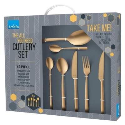Afbeelding van Amefa Manille All You Need Bestekset 42 delig Goud