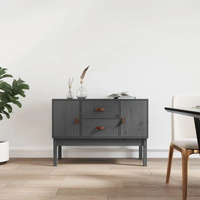 Afbeelding van Dressoir 110x40x78 cm massief grenenhout grijs