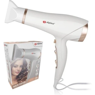 Image de Sèche Cheveux Alpina 2300W Electrique Plastique Coolshot 3 Niveaux de Chauffage Blanc
