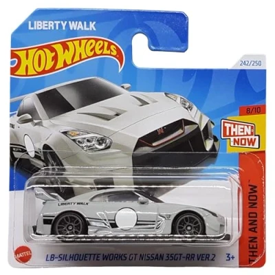 Afbeelding van Hot Wheels LB Silhouette Works GT Nissan 35GT RR Ver.2 Liberty Walk Then and Now 8/10 (242/250) HTC72 Grijs 2024 + Korte Kaartbeschermer Frikimonkey