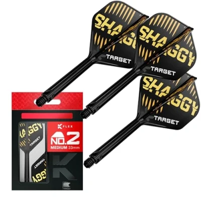 Afbeelding van Target Darts Scott Williams K Flex Flights and Shaft System, Nr.2 Pak van 3 Kflex All In One Flights, Player Edition Accessoires Dart Stem Middel (33 mm)