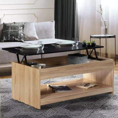 Afbeelding van Table basse plateau relevable SOA bois imitation hêtre noir