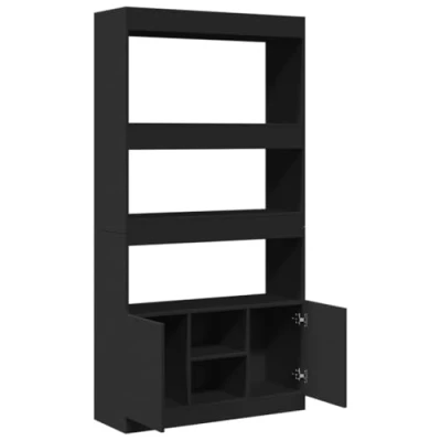 Image de vidaXL Buffet haut noir 92x33x180 cm bois d&#039;ingénierie3309619