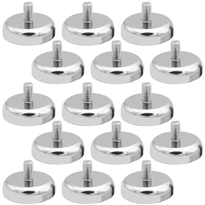 Afbeelding van 15 stuks ronde neodymium magneten Ø 20 mm met M4 schroefdraad, 14 kg, extra sterke voor schroeven, ogen of haken