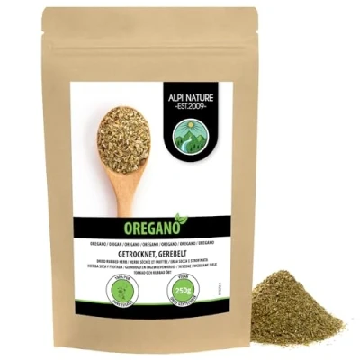 Image de Alpi Nature Origan Séché 250g, Herbe d&#039;Origan Frottée pour la Cuisine, les Pâtes et Pizza