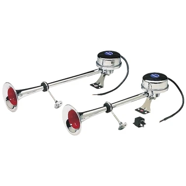 Afbeelding van Messing verchroomde elektromagn. scheepshoornset 2 tonig 470mm 12v (115db(a) 320/370hz)