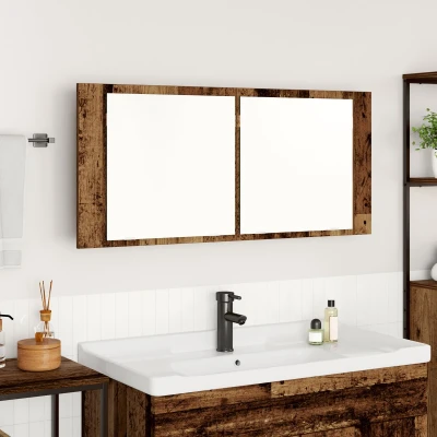 Afbeelding van vidaXL LED Spiegelkast Oud Hout 100x12x45 cm