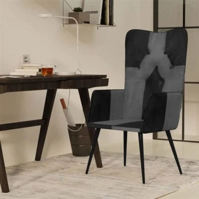 Afbeelding van Fauteuil echt leer zwart en grijs