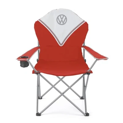 Afbeelding van Board Masters VW Collection Volkswagen T1 Bulli Bus Deluxe opvouwbare campingstoel met draagtas (voor/rood en wit)