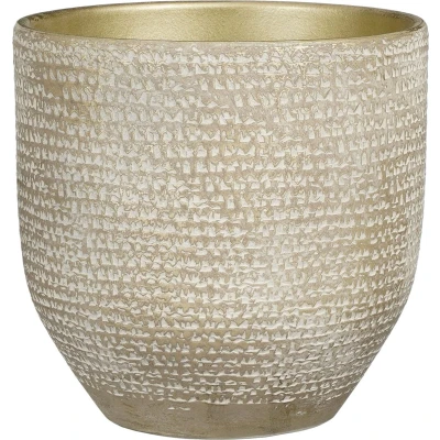 Afbeelding van Mica Decorations Plantenpot terracotta champagnewit 24x22cm