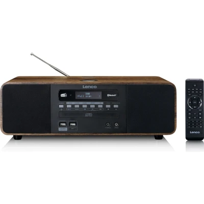 Afbeelding van Lenco DAR 051WD Stereo DAB+/ FM radio, CD, 2 USB, Bluetooth®, QI en afstandsbediening Wood