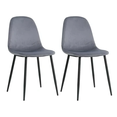 Afbeelding van Lina® Napoli Eetkamerstoel Grijs Set van 2 Velvet