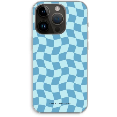 Afbeelding van Case Company® hoesje geschikt voor iPhone 14 Pro Grid Blauw Soft Cover Telefoonhoesje Bescherming aan alle Kanten en Schermrand