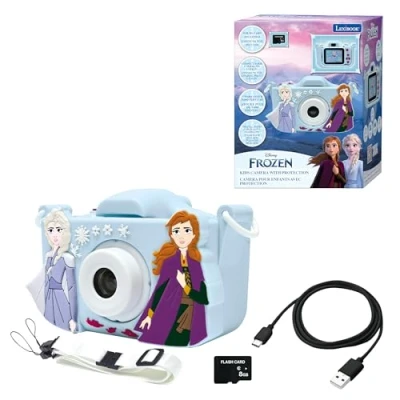 Afbeelding van Lexibook, De ijskoningin, 4 in 1 kindercamera met bescherming, foto , video MP3 en gamefuncties, 15 frames voor het personaliseren van je foto&#039;s, 8 GB geheugenkaart inbegrepen, DJ078FZ