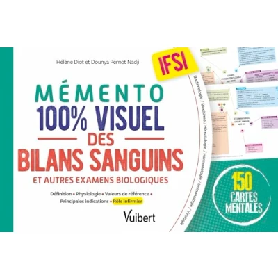 Afbeelding van MEMENTO 100% VISUEL DES BILANS SANGUINS IFSI 150 FICHES COLO