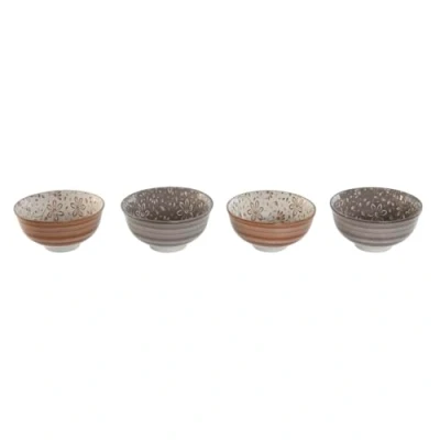 Afbeelding van Kommenset Home ESPRIT Bruin Beige Porselein Blommor Shabby Chic 11,5 x 6 cm