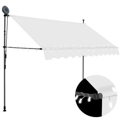 Afbeelding van Luifel handmatig uitschuifbaar met LED 300 cm crèmekleurig