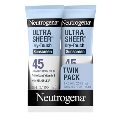 Afbeelding van Neutrogena Ultra Sheer Voelt droog zonnebrandcrème UVA/UVB bescherming met breed spectrum SPF 45 89 ml 2 eenheden/verpakking