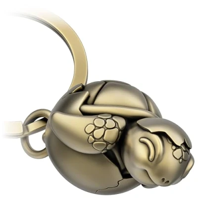 Afbeelding van FABACH Shelly Baby Schildpad Sleutelhanger met Hart Leuke Geluksbrenger Partner Cadeau Cadeau, Brons, Modern