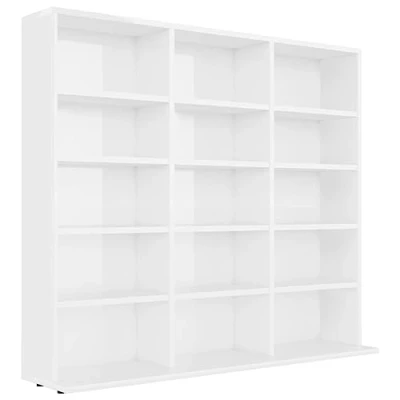 Afbeelding van vidaXL Cd kast 102x23x89,5 cm bewerkt hout hoogglans wit
