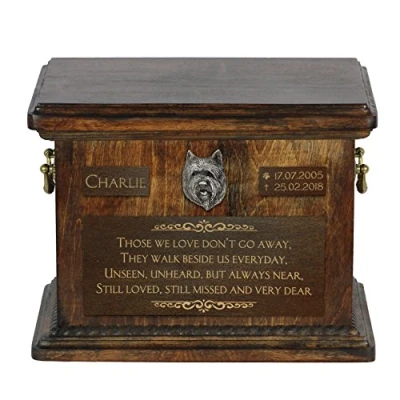 Afbeelding van Cairn Terrier urn hond gepersonaliseerde met gravure voor hondenas