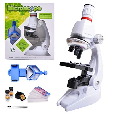 Afbeelding van HONPHIER® microscoop Kinderspeelgoed voor kinderen, 100 x 400 1200 vergroting, wetenschappelijke box vroeg onderwijs