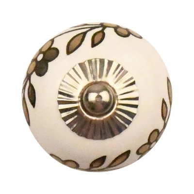 Afbeelding van Good in Style Witte Kastknop met Gouden Bloemen