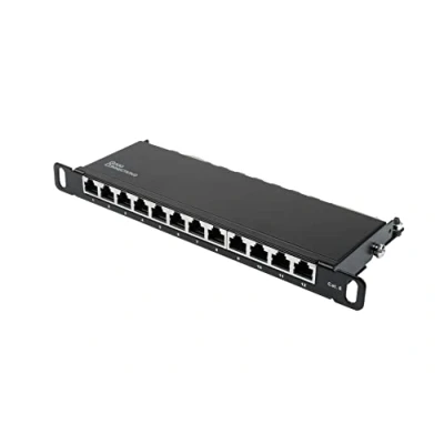 Afbeelding van Good Connections 10 inch patchpaneel voor wandbehuizing/netwerkkasten categorie 6, 250 MHz compatibel GIGABIT 12 poorten 0,5 HE afgeschermd openen zonder gereedschap diepzwart