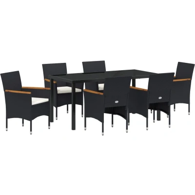 Afbeelding van vidaXL 7 delige tuinset Zwart Poly Rattan