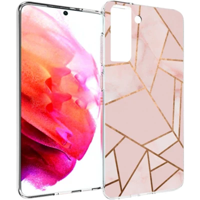 Afbeelding van iMoshion hoesje Geschikt voor Samsung Galaxy S21 FE Siliconen Design Roze / Transparant Cherry Blossom