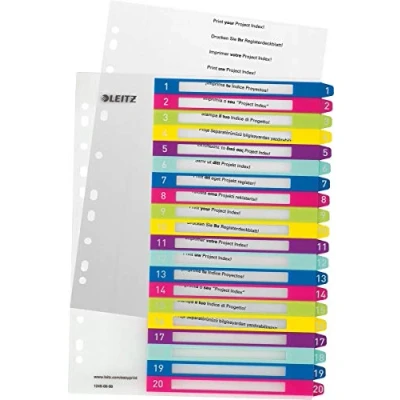 Afbeelding van Leitz WOW printbare index, 20 tabs 6 stuks