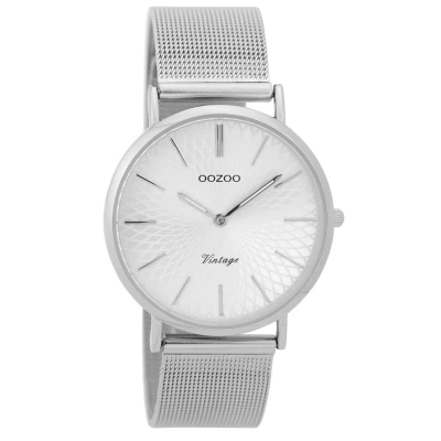 Afbeelding van OOZOO Timepieces zilverkleurige horloge met metalen mesh armband C9341