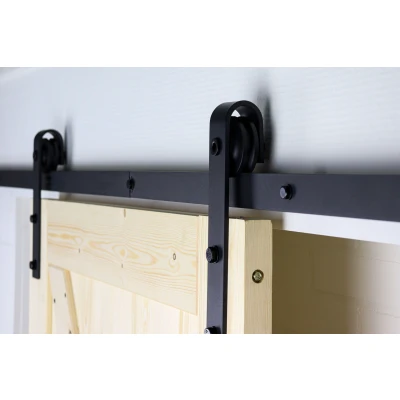 Afbeelding van Wovar Zwart Schuifdeursysteem met Rails Recht Model Compleet 200 cm Per Set