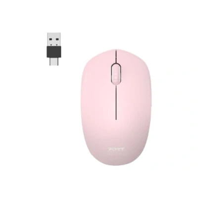 Image de PORT Connect Collection Souris droitiers et gauchers optique 3 boutons sans fil 2.4 GHz récepteur USB/USB C rosé
