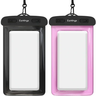 Afbeelding van Waterdichte telefoonhoesjes Set van 2 stuks zwart &amp; roze