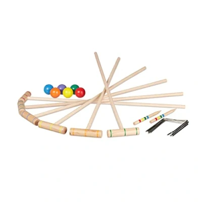 Afbeelding van Relaxdays croquet spel set hout buitenspel outdoorspel kinderen en volwassenen