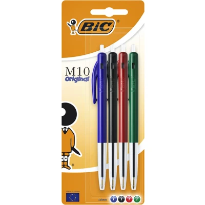 Afbeelding van Balpen Bic M10 medium assorti blister à 4 stuks