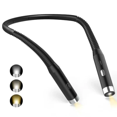 Image de Diboniur lampe de lecture cou rechargeable dans le lit, 3 couleurs et niveaux luminosité réglables, pliable à 360, LED USB pour voyage, tricot, camping