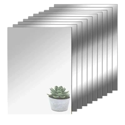 Afbeelding van TSKDKIT HD kleefspiegel, 10 stuks, acryl, geen glazen spiegel, spiegeltegels, zelfklevende spiegelbladen, flexibele spiegelfolie, decoratief, wandspiegel, 15 x cm