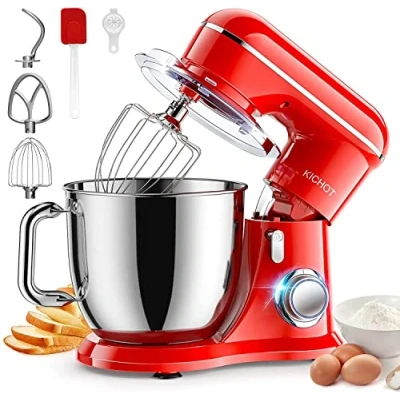 Afbeelding van KICHOT Planetaire Mixer 4,5 liter 1300W 10 Snelheden Elektrische Keukenmachine (Rood)