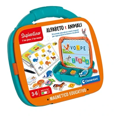 Afbeelding van Clementoni 16714 Sapientino Magnetische koffer alfabet en dieren Educatief spel voor het leren van letters namen dieren, magneetbord, kinderspel 3 6 jaar, gemaakt in Italië
