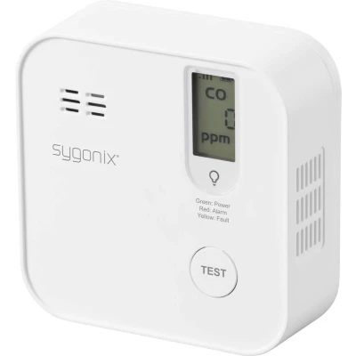 Afbeelding van Sygonix Koolmonoxidemelder Set van 1 stuks Incl. batterij (5 jaar), Met app besturing werkt op batterijen Detectie Koolmonoxide