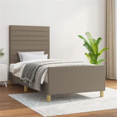 Image de vidaXL Cadre de lit avec tête Taupe 100x200 cm Tissu