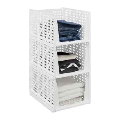 Afbeelding van Relaxdays kast organizer set van 3 stapelbaar uittrekbaar 24,5 x 33,5 43,5 cm wit